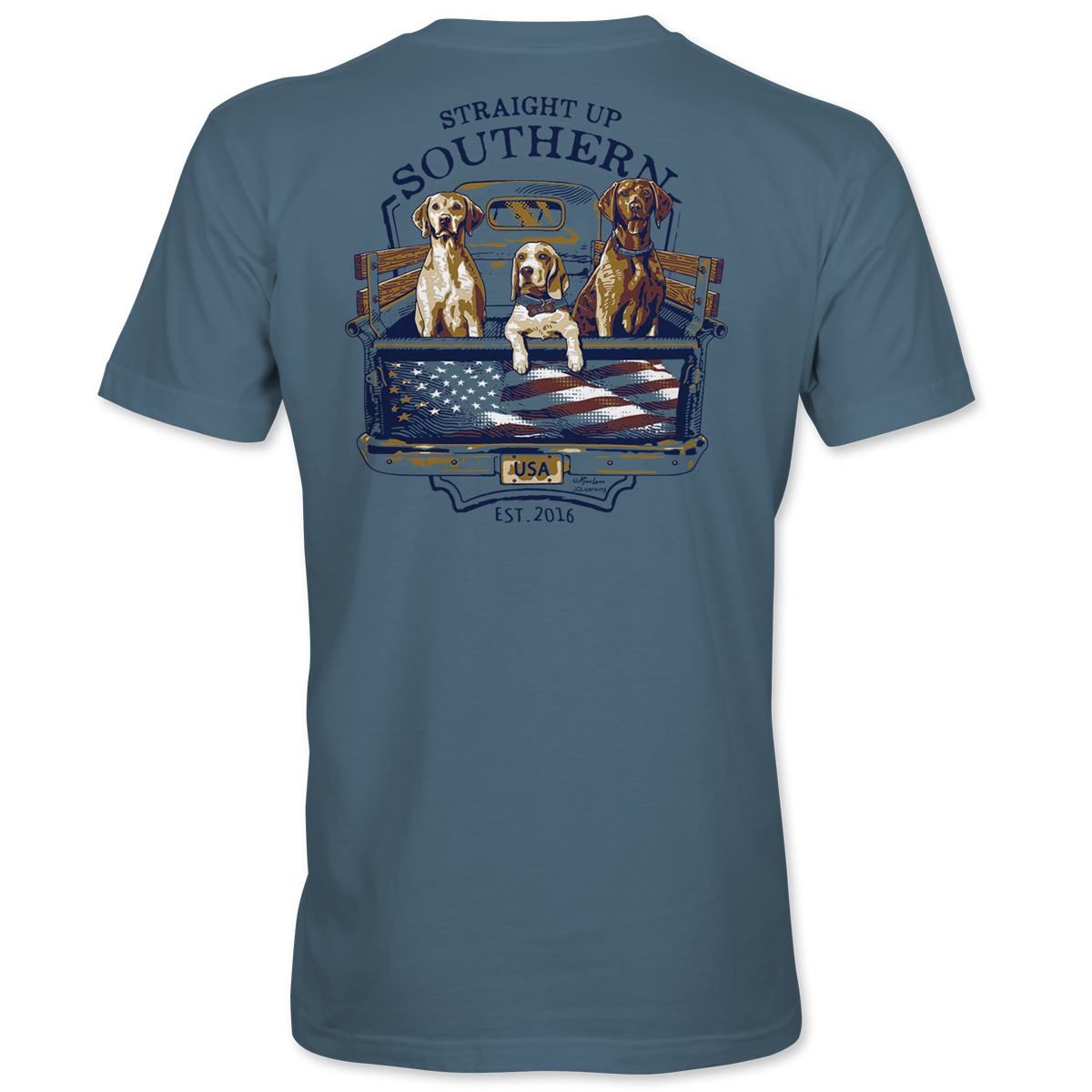 USA Truck Dogs POCKET TEE Straight Up Southern
