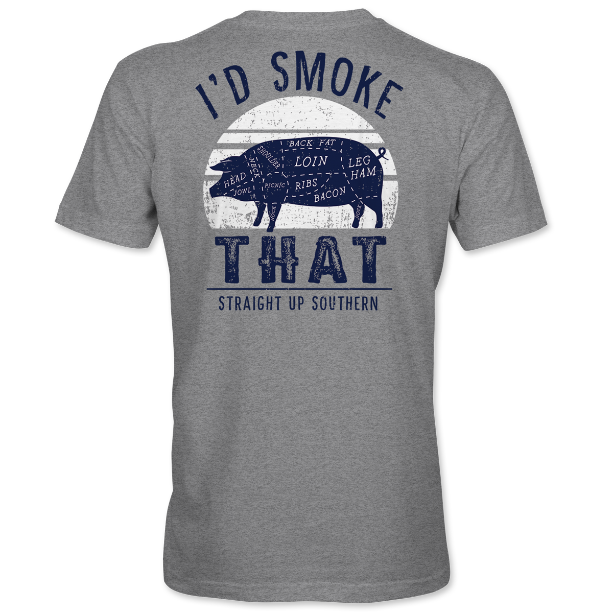 I'd Smoke That - Hog Silhouette T-Shirt Pocket T-Shirt - Grey