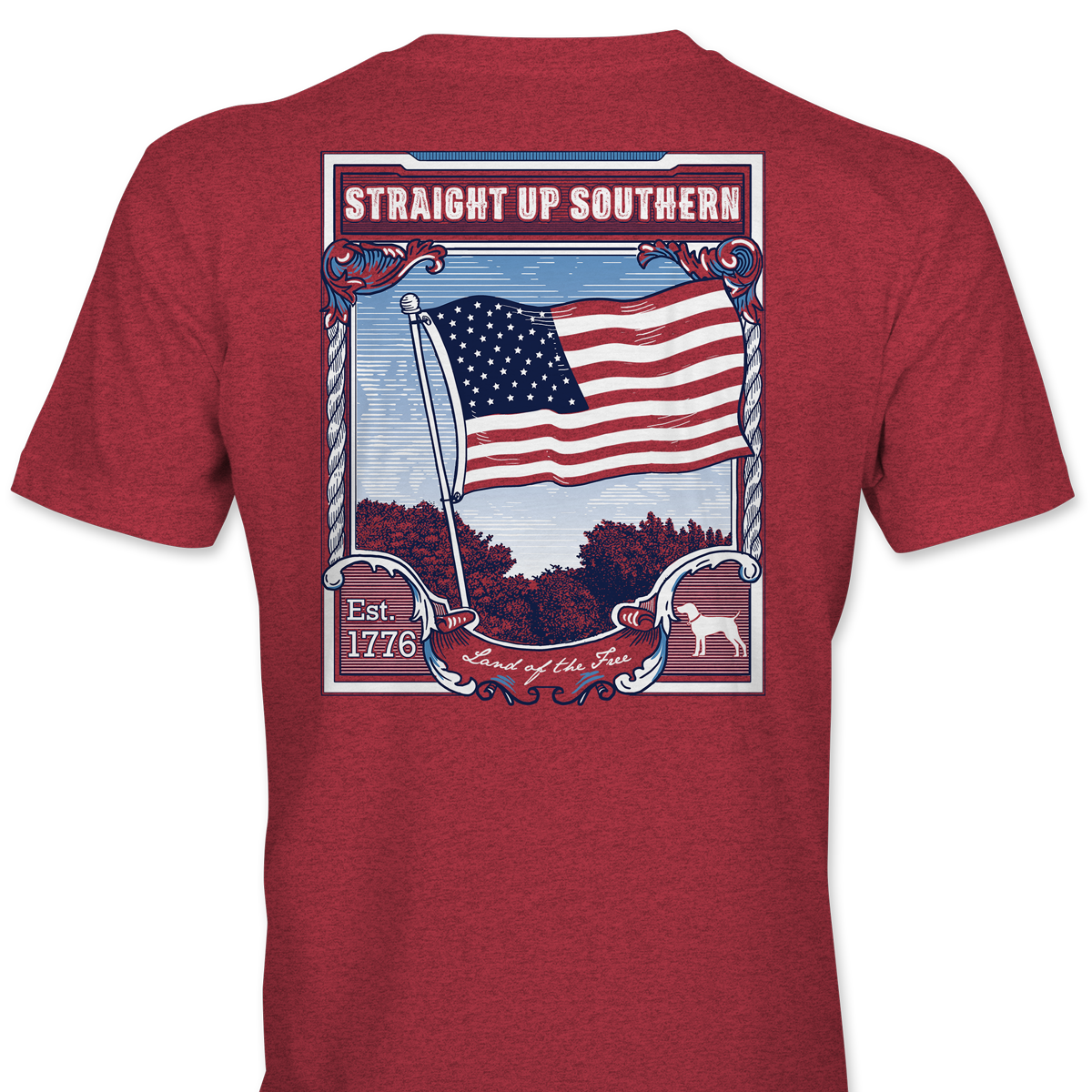 USA Flag - American Patriot T-Shirt - Heather Red