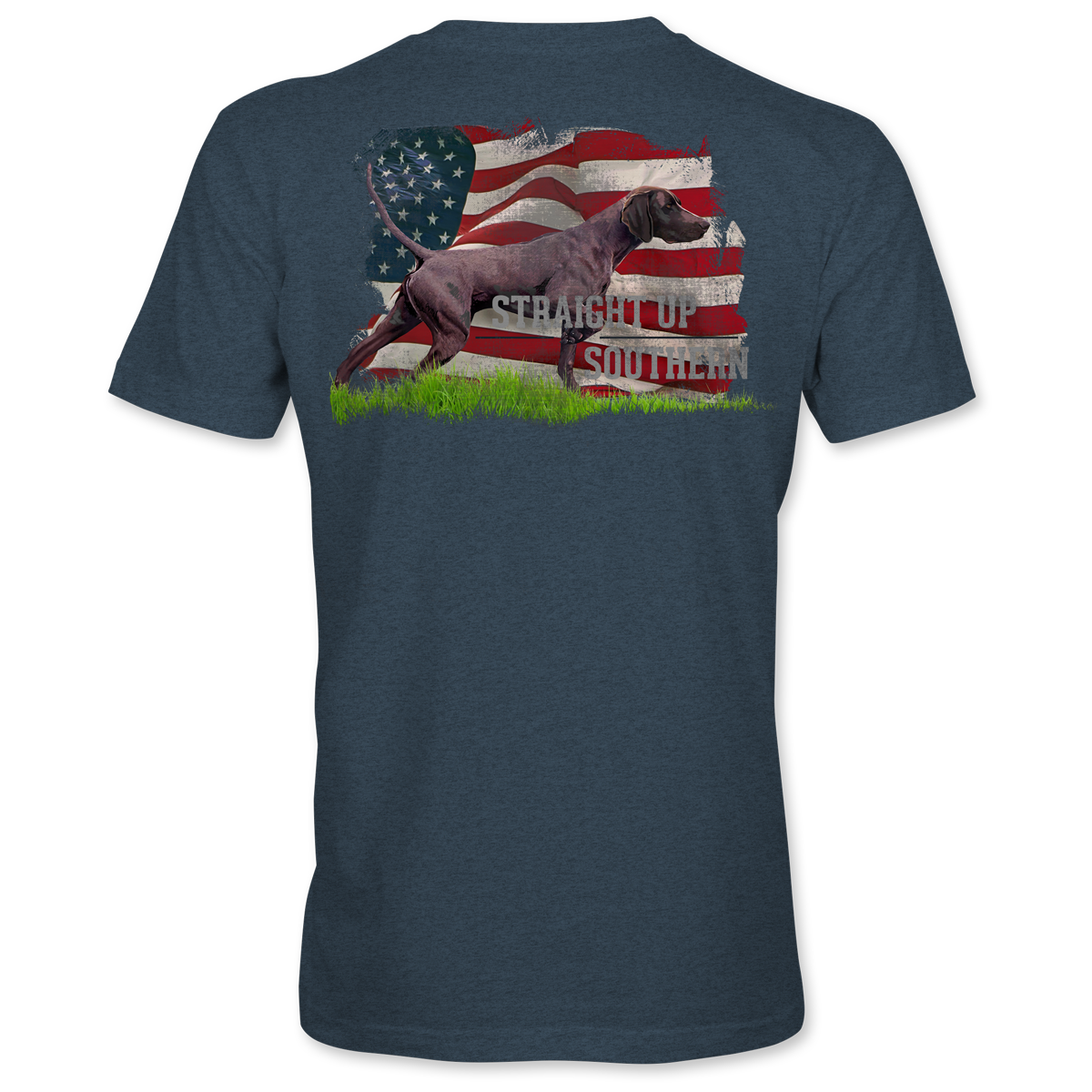 The Point - German Shorthaired Pointer with American Flag Background Tee