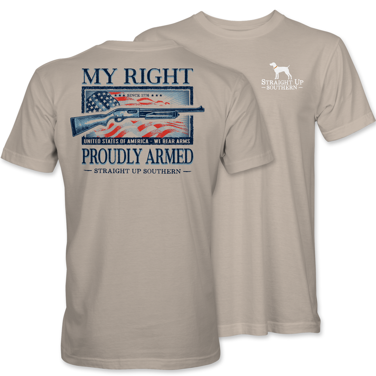Straight Up Southern "Proudly Armed" T-Shirt – Sand