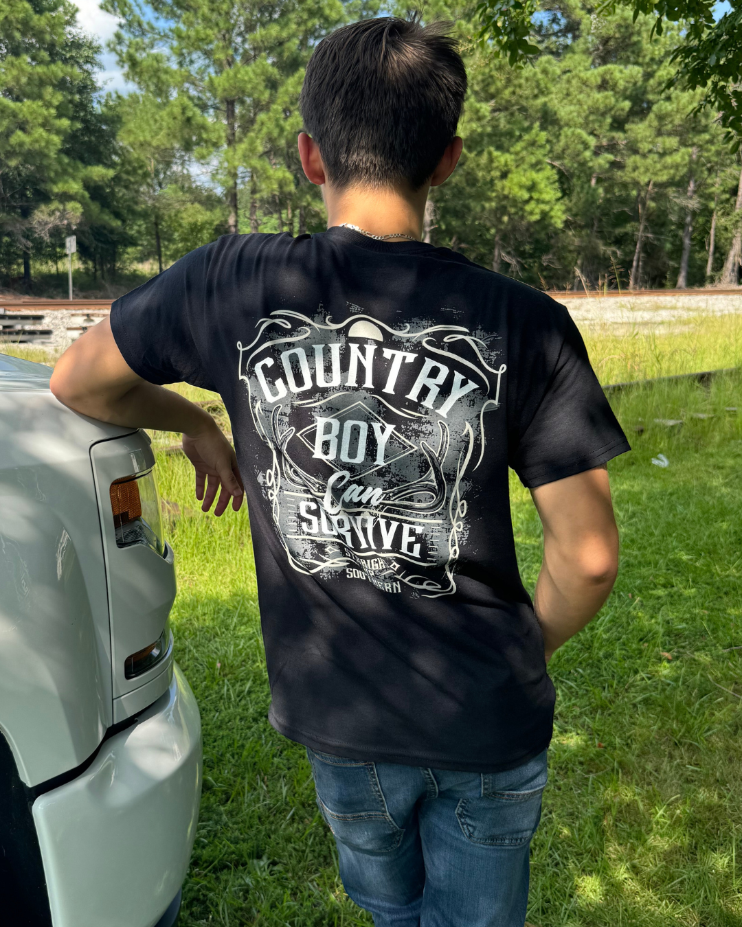 Straight Up Southern "Country Boy Can Survive" T-Shirt – Black