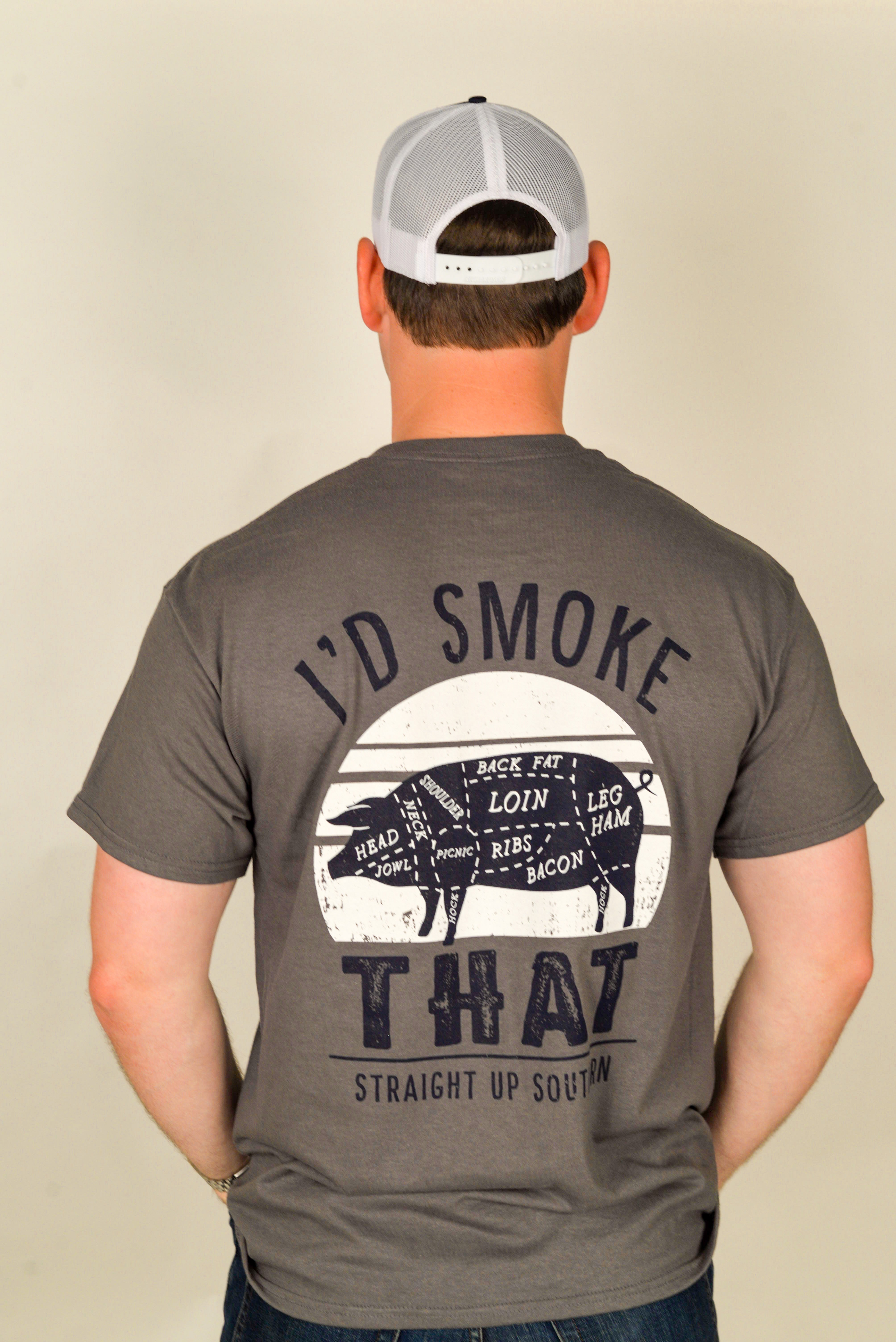I'd Smoke That - Hog Silhouette T-Shirt - Grey