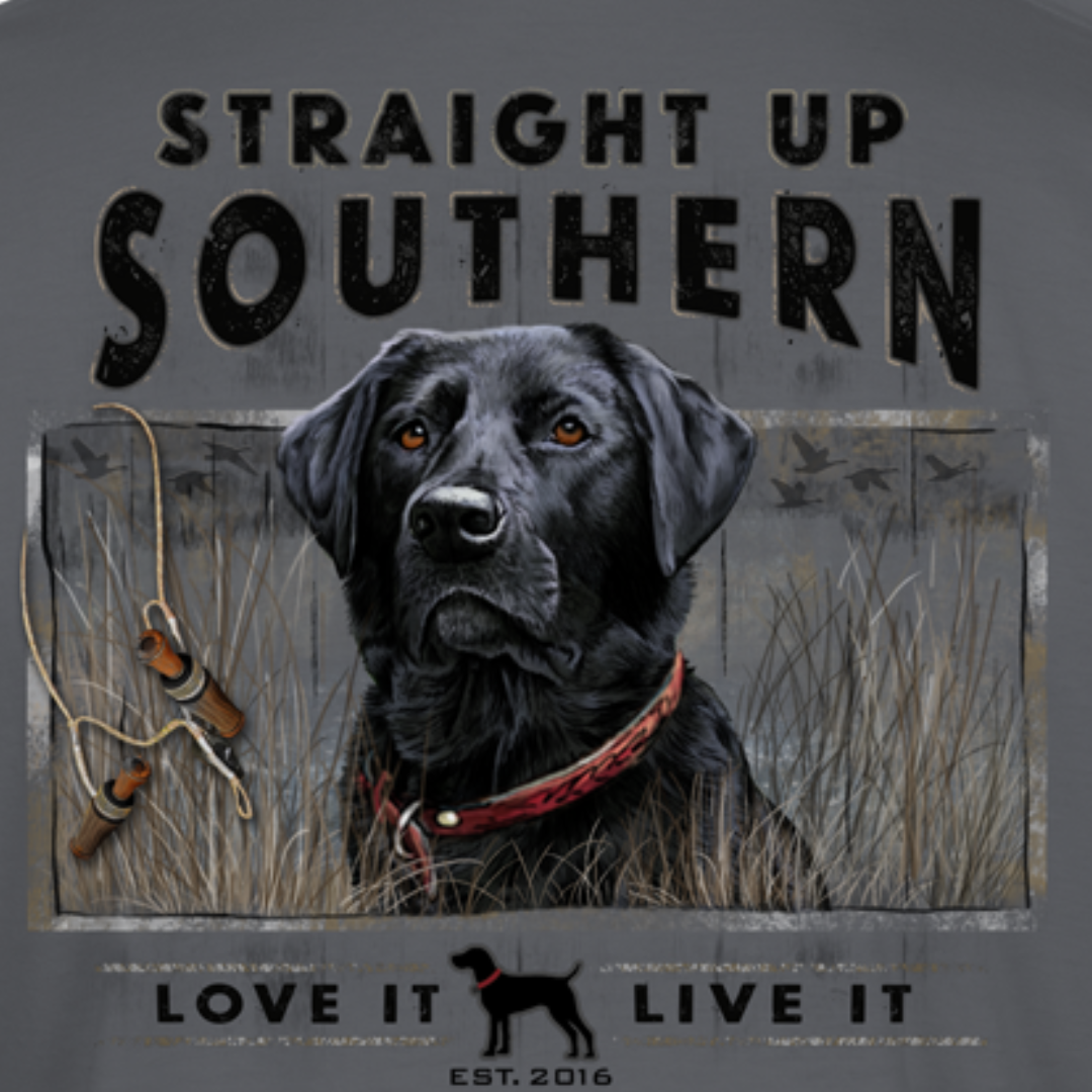 Love It Live It Duck Hunt Ready Black Lab T Shirt Straight Up