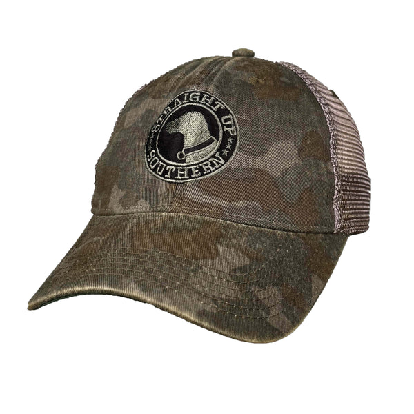 帽子 CAMO VALLAD LOGO MESH CAP Circle Logo - Mesh Cap - Green Camo – Straight Up Southern