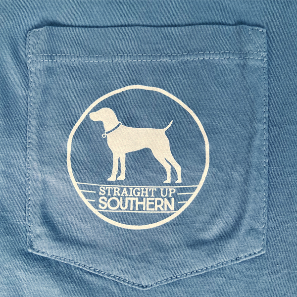 USA Truck Dogs - Southern Dogs and American Flag T-Shirt Pocket T-Shirt - Blue
