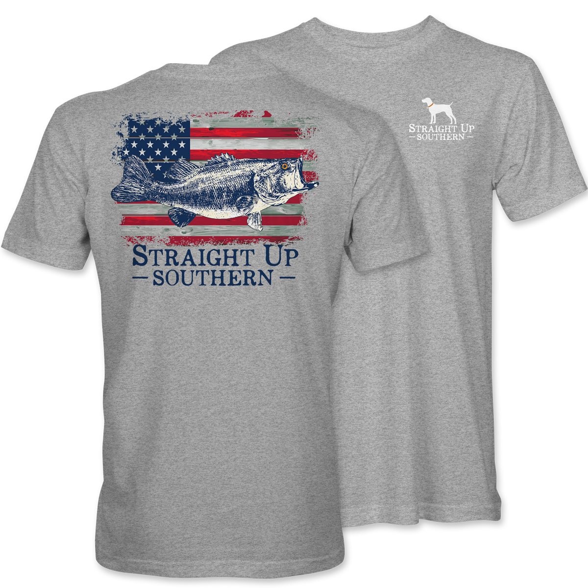 Bass America - Largemouth Bass and American Flag T-Shirt