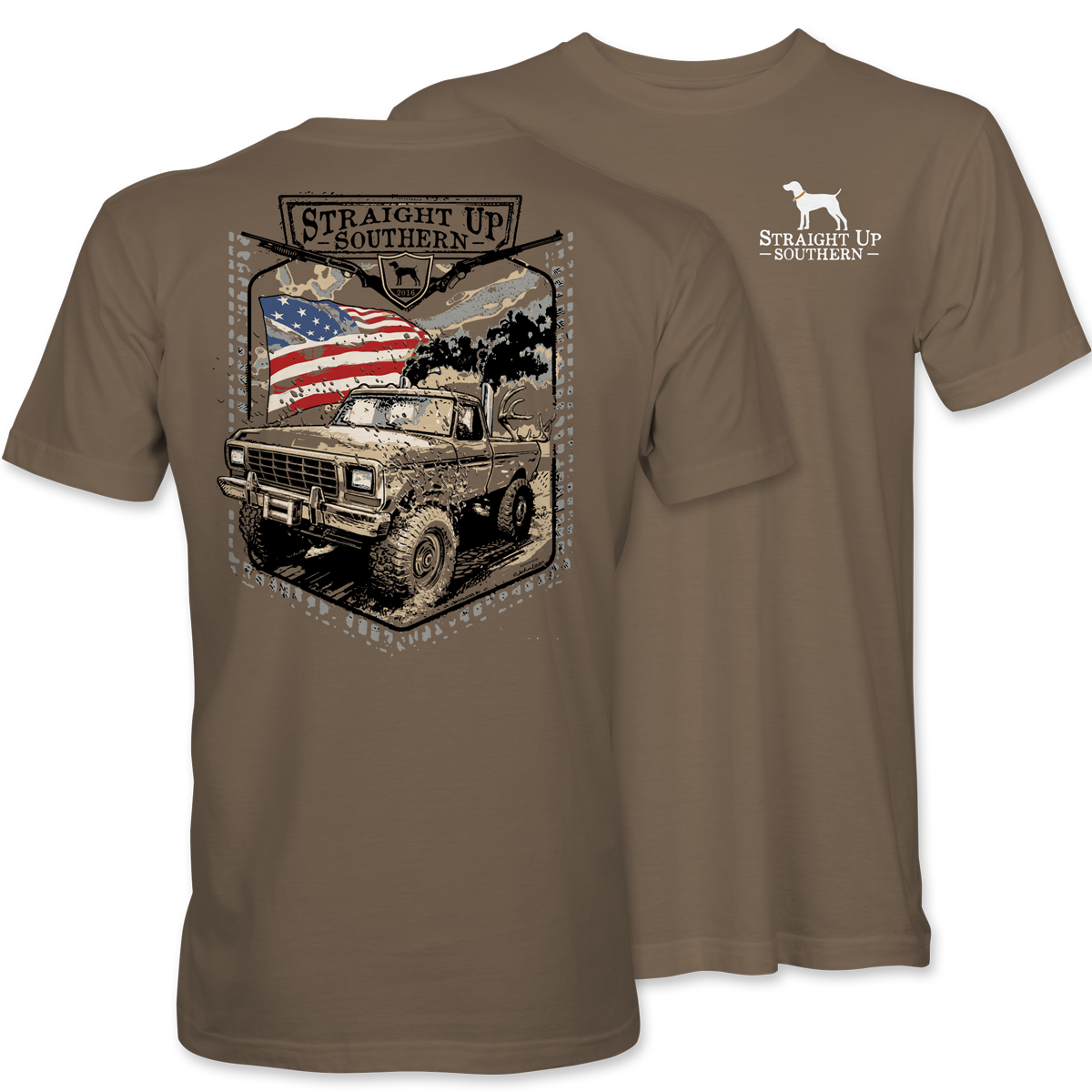 Diesel Power - Diesel Pickup and American Flag T-Shirt