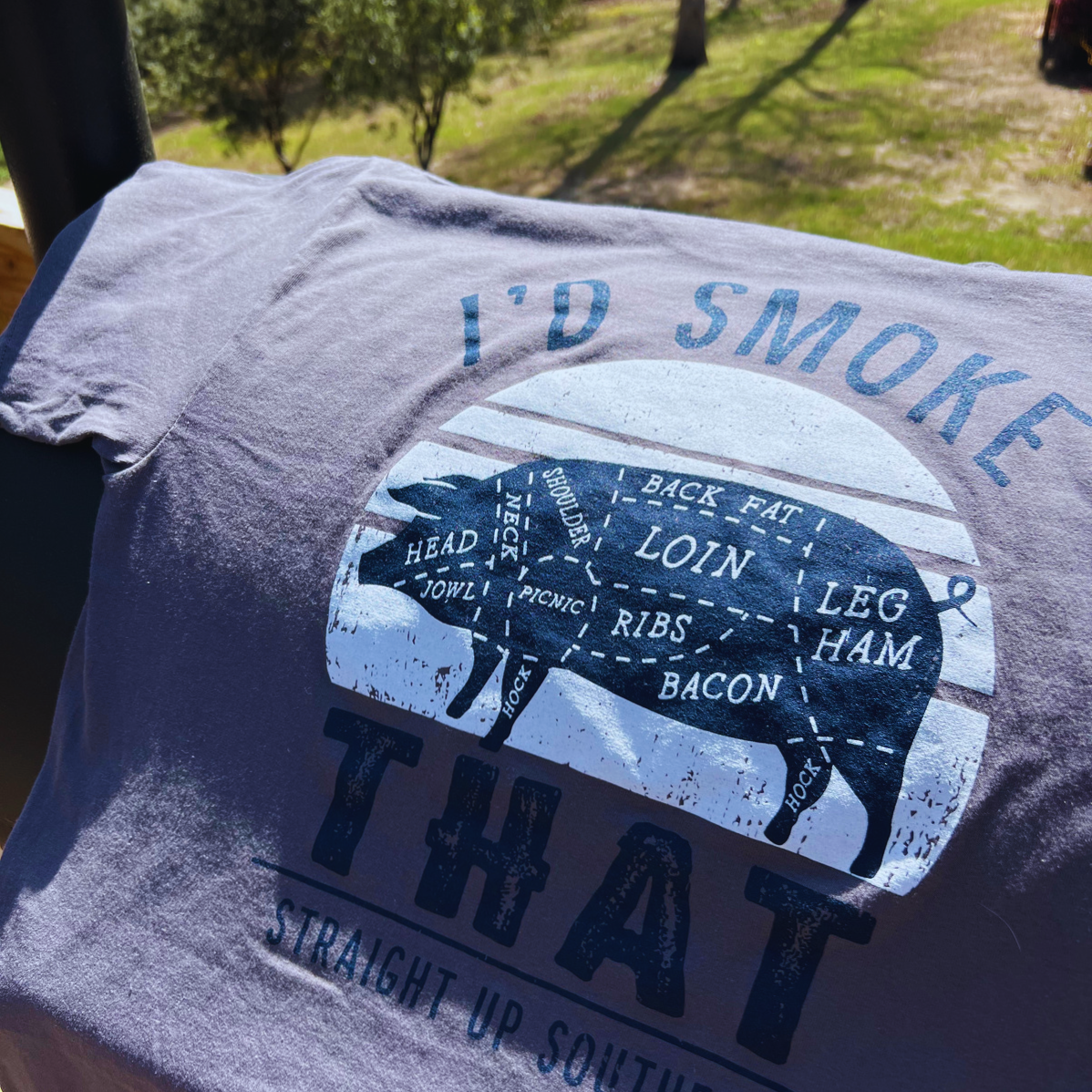 I'd Smoke That - Hog Silhouette T-Shirt - Grey
